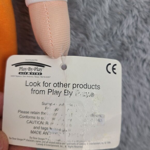 Three Stooges LARRY Football Player #1 Stuffed Plush Doll 10" Vtg 1999 Pre Owned - Picture 4 of 10